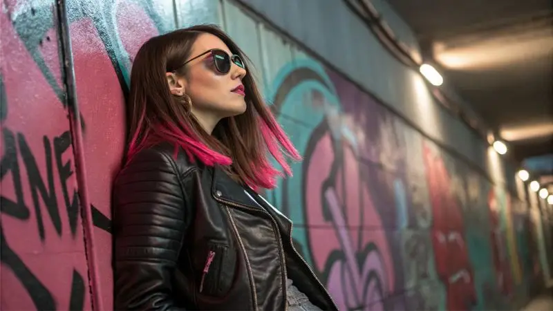It is feature image on pink highlights in brown hair.