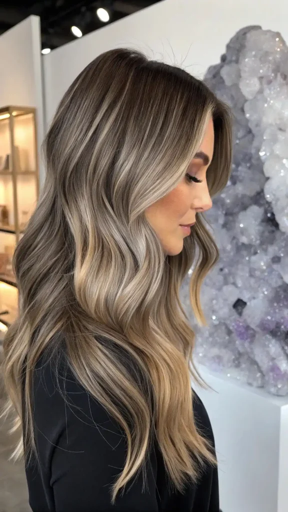 Ash Blonde Balayage Hair Color image is shown.