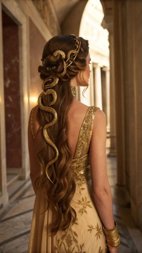 It is image on Cascading Golden Serpent Medusa Hair Braid Ideas.