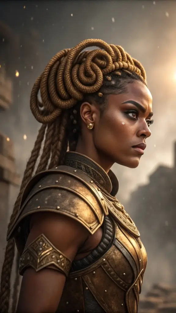 It is image on Golden Warrior Coil Crown Medusa Hair Ideas.