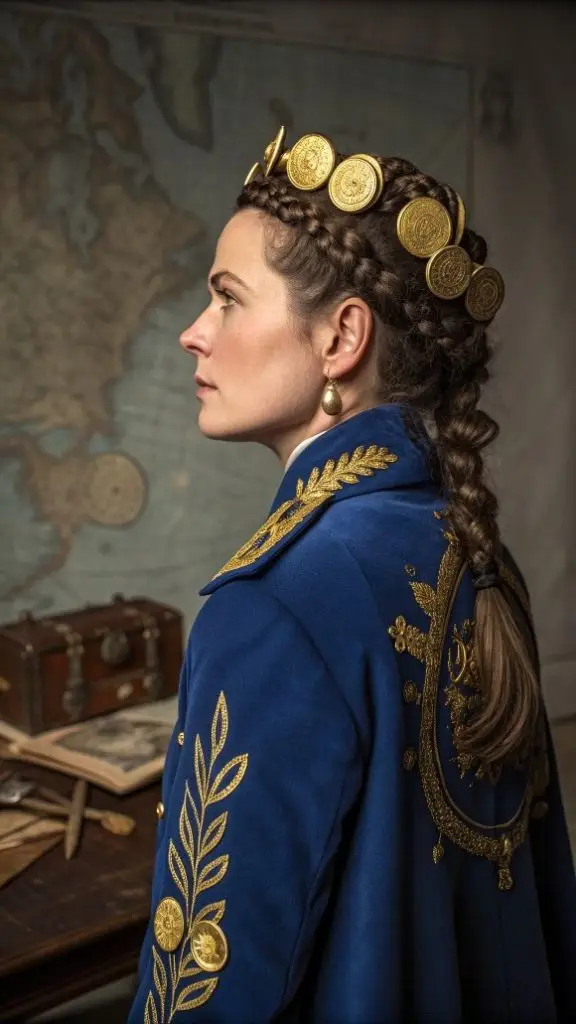 It is image on Pirate Hairstyles for Women Coin Crown Braid.