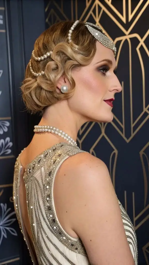 It is image on Vintage Hairstyles 1920s Finger Waves with Pearl Accessories.