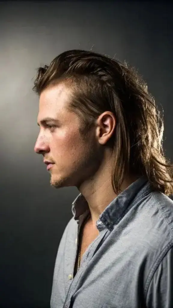 It is image on Slicked Back Mullet Hairstyles and Haircuts for Men with Natural Flow.