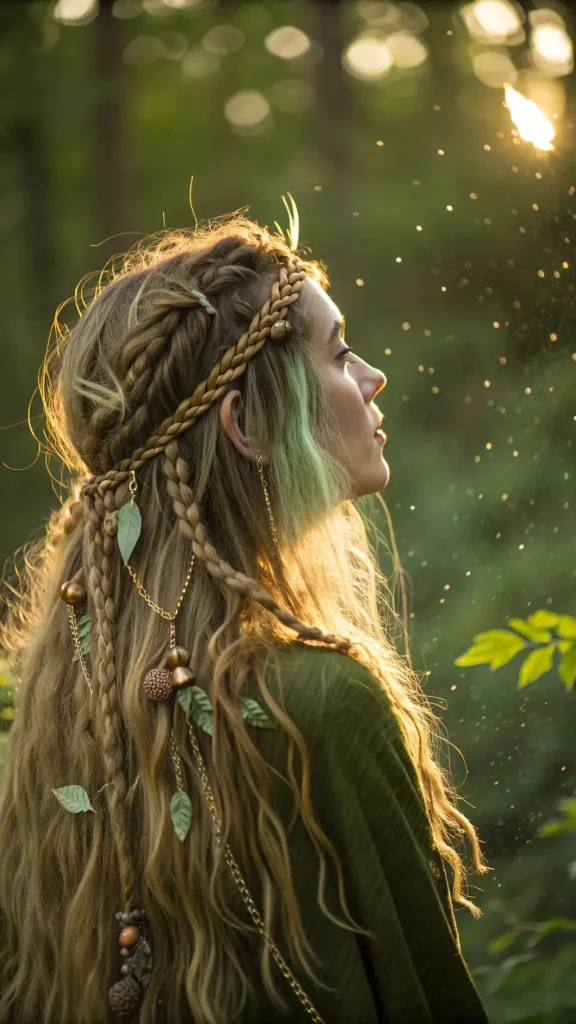It is image on Elf Crown with Nature Fairy Braids and Leaf Charms.