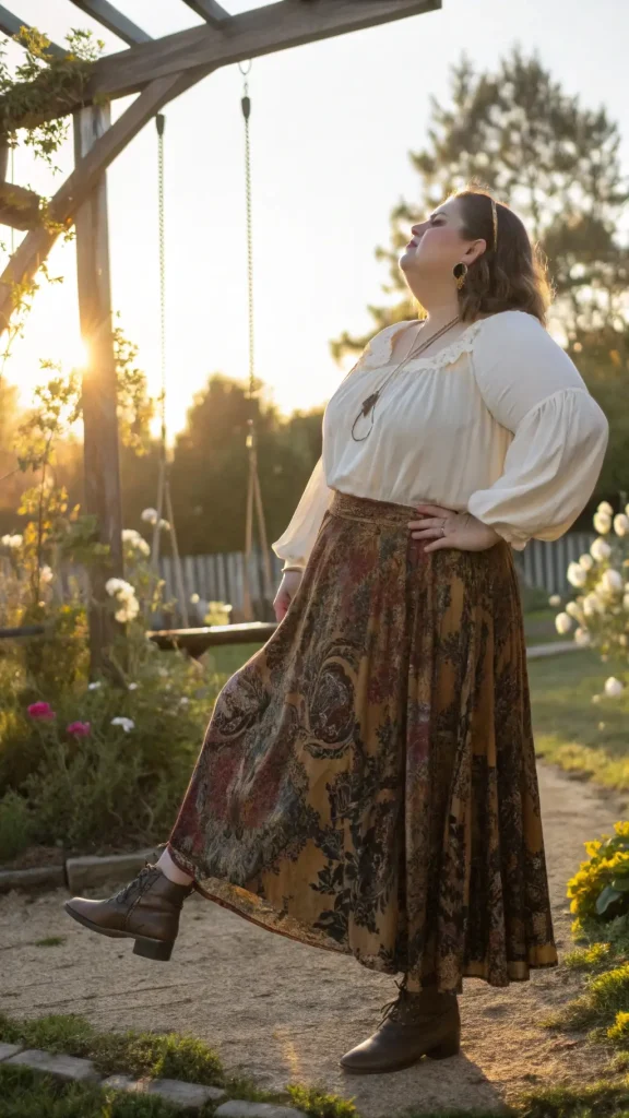 It is image on Bohemian Paisley Maxi Skirt Ideas for Plus Size Women.