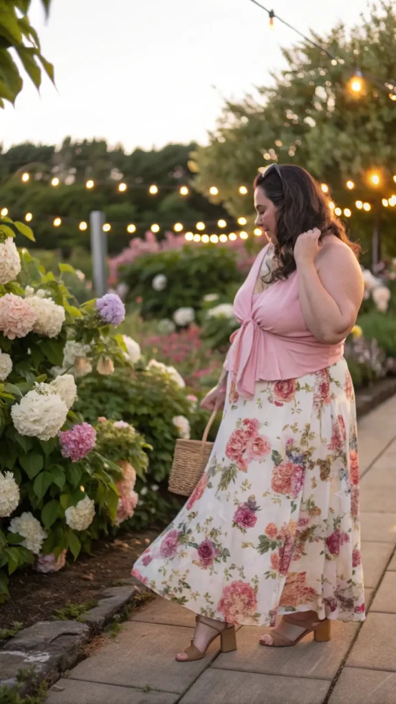 It is image on Floral Garden Party Maxi Skirt Ideas for Plus Size Women.