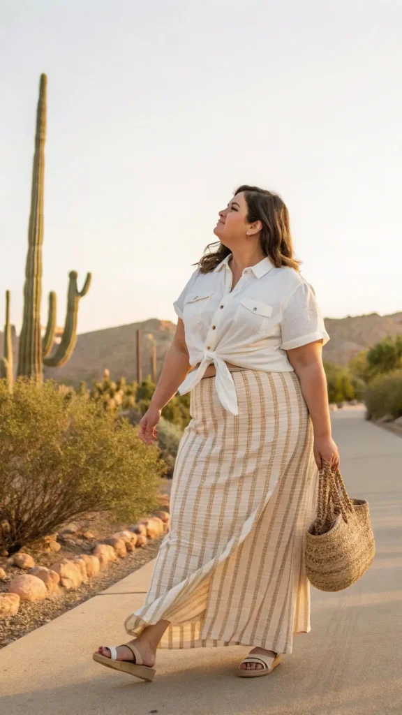 It is image on Beige Plaid Skirt Ideas for Plus Size Women.