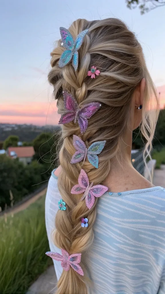 It is image on Sparkly Butterfly Garden Fairy Side Braid with Glitter Wings.