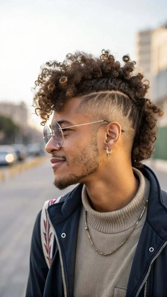 It is image on Curly Top Fade Mullet.