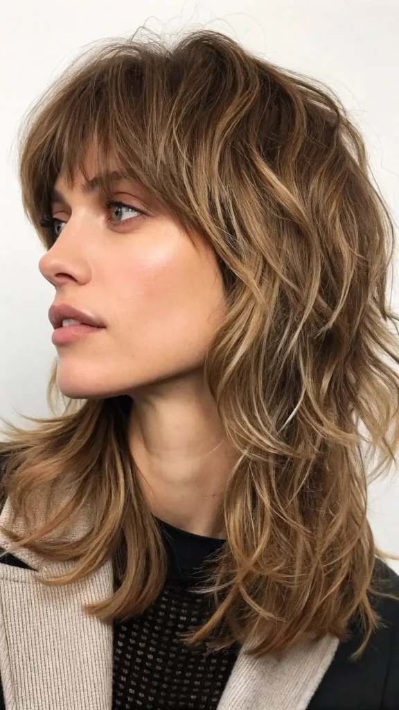 It is image on Modern Layered Mullet with Curtain Bangs.
