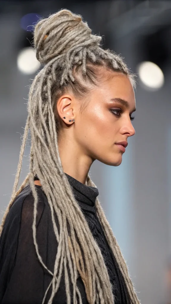 It is image on Long Salt and Pepper Dreadlocks Ponytail for Women.