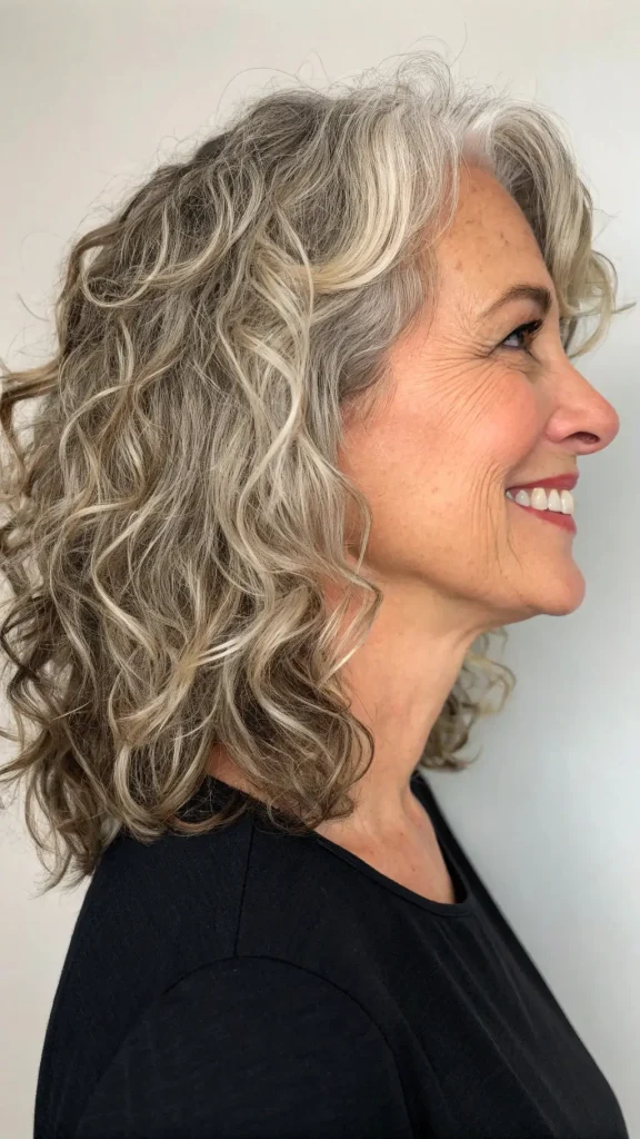 It is image on Voluminous Salt and Pepper Curly Bob for Women.