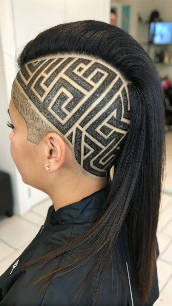 It is image on Geometric Maze Undercut Ideas for Long Hair.