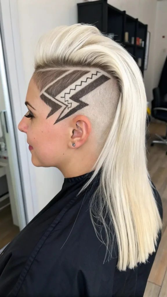 It is image on Lightning Bolt Arrow Pattern Undercut Ideas for Long Hair.