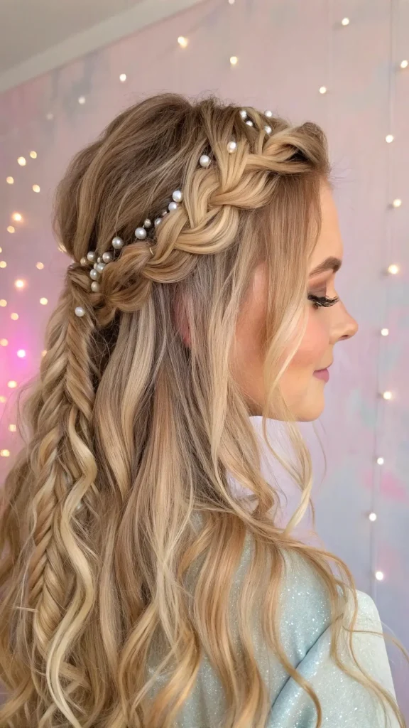 It is image on Pearl Adorned Dutch Braid Half Up Hairstyles.