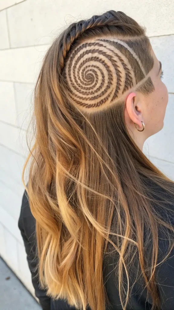 It is image on Spiral Hypnotic Braided Undercut Ideas for Long Hair.