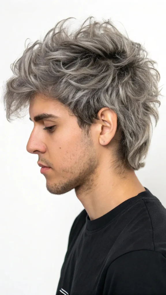 It is image on Silver Curly Wolf Cut Mullet.