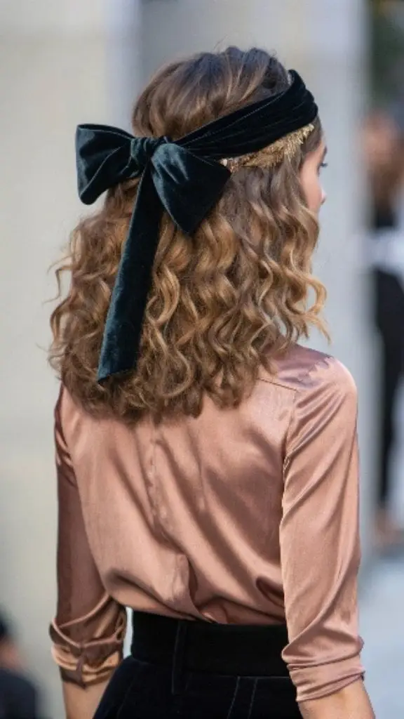 It is image on Black Velvet Bow Headband Hairstyles Statement.