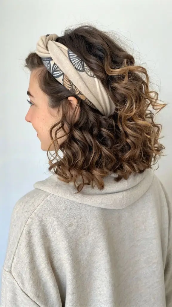 It is image on Twisted Fabric Headband with Loose Curls.