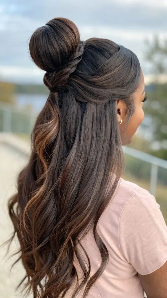 It is image on Braided Top Knot Half Up Quick Weave Hairstyles.