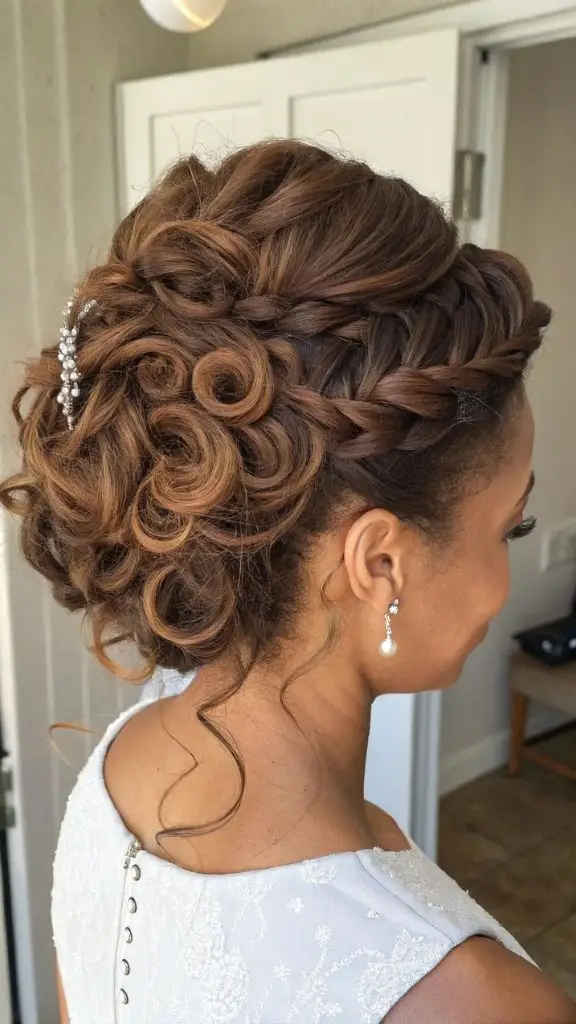 It is image on Quick Weave Hairstyles Romantic Bridal Updo with Curls.