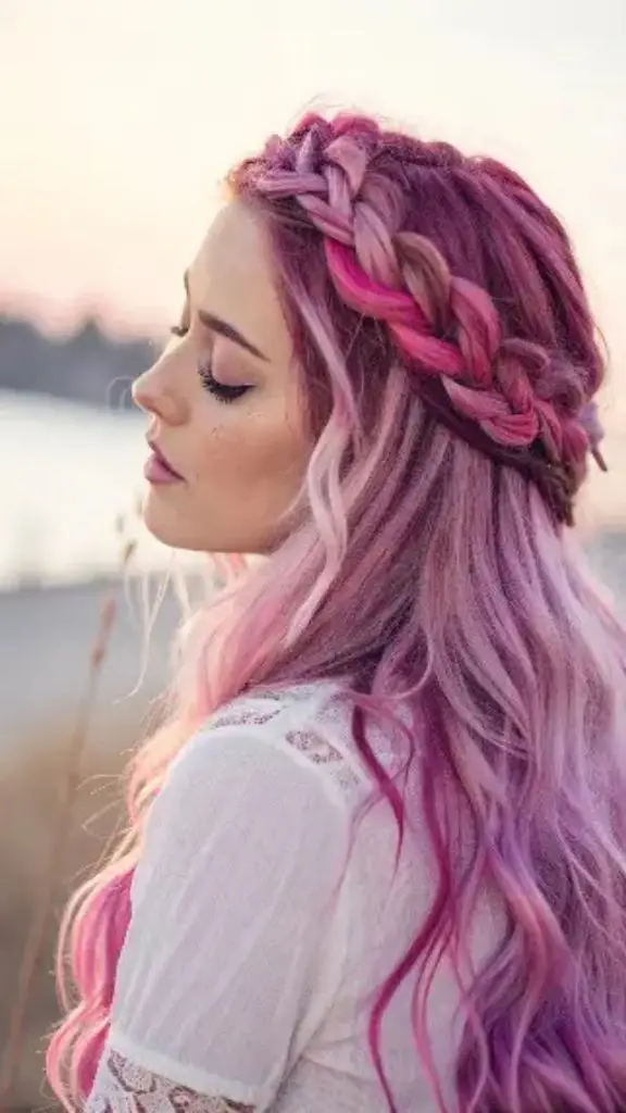 It is image on Bohemian Magenta Glow Hair with Braided Crown.