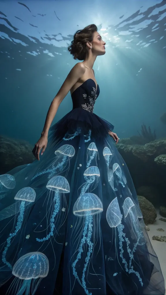 It is image on Sea and Ocean Inspired Outfit Ideas Ethereal Jellyfish Ballgown.