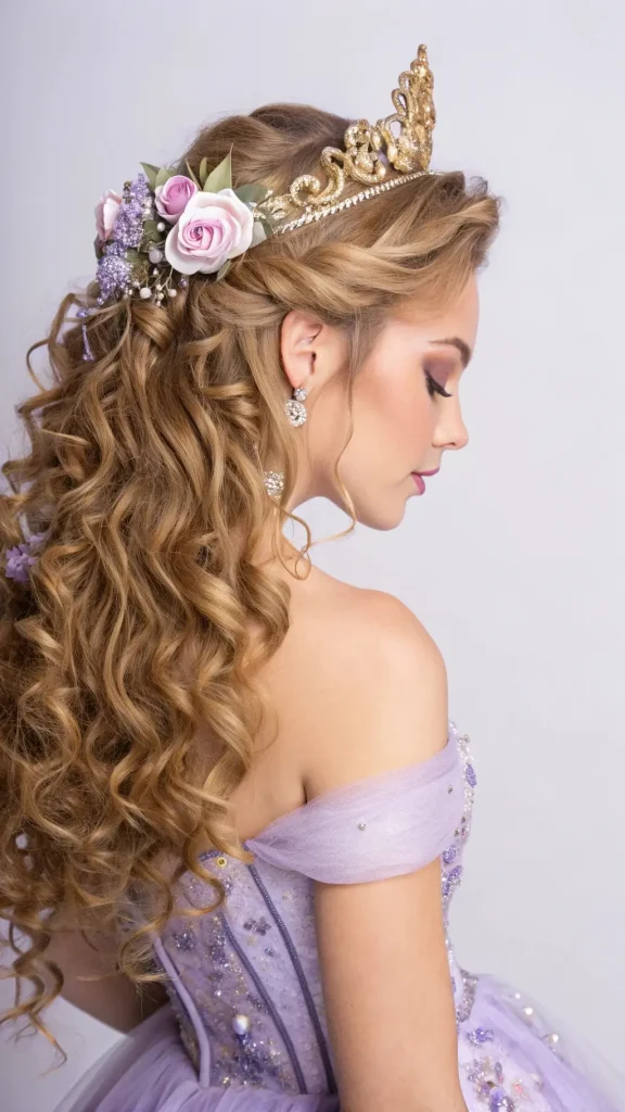 It is image on Romantic Rose Princess Half-Up Hairstyles.