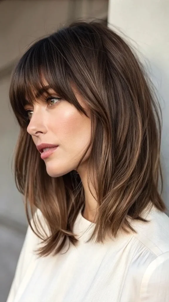 It is image on Caramel Highlighted Lob Quick Weave.