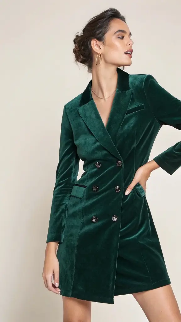 It is image on Emerald Velvet Blazer Dress.