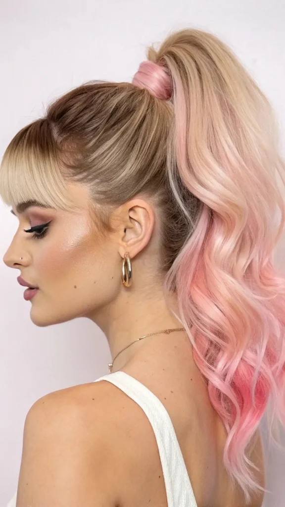 It is image on Cotton Candy Dreams Barbie Ponytail with Curtain Bangs.