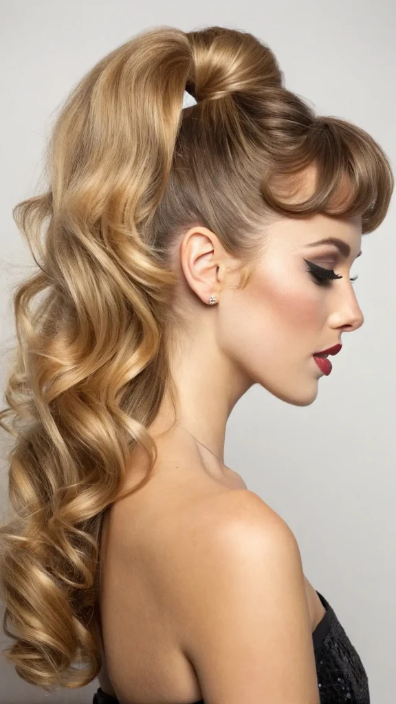 It is image on Vintage Hollywood Barbie Ponytail with Victory Bangs Rolls.