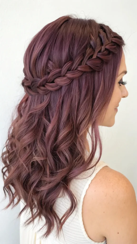 It is image on Plum Crown Braid with Loose Waves.