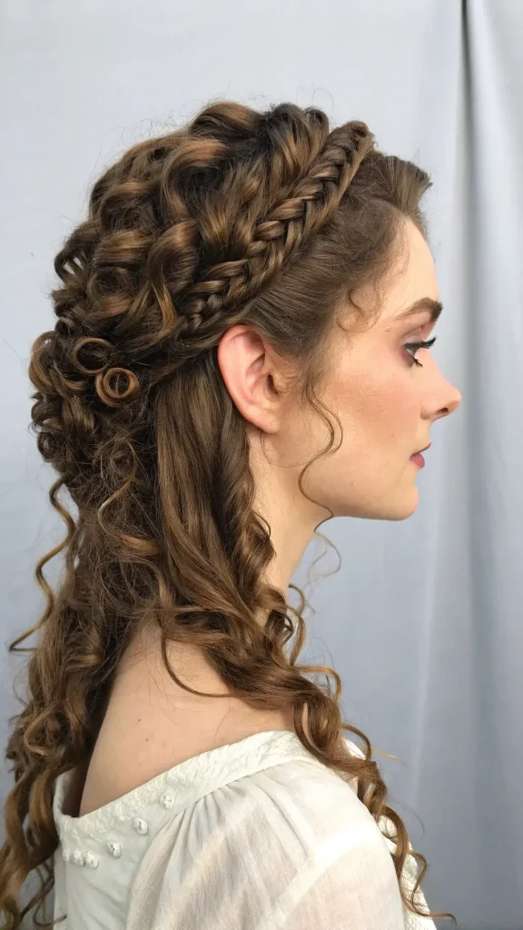 It is image on Braided Crown with Romantic Victorian Curls.