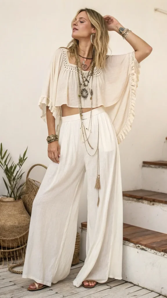 It is image on Concert Flowing White Bohemian Two-Piece Set.