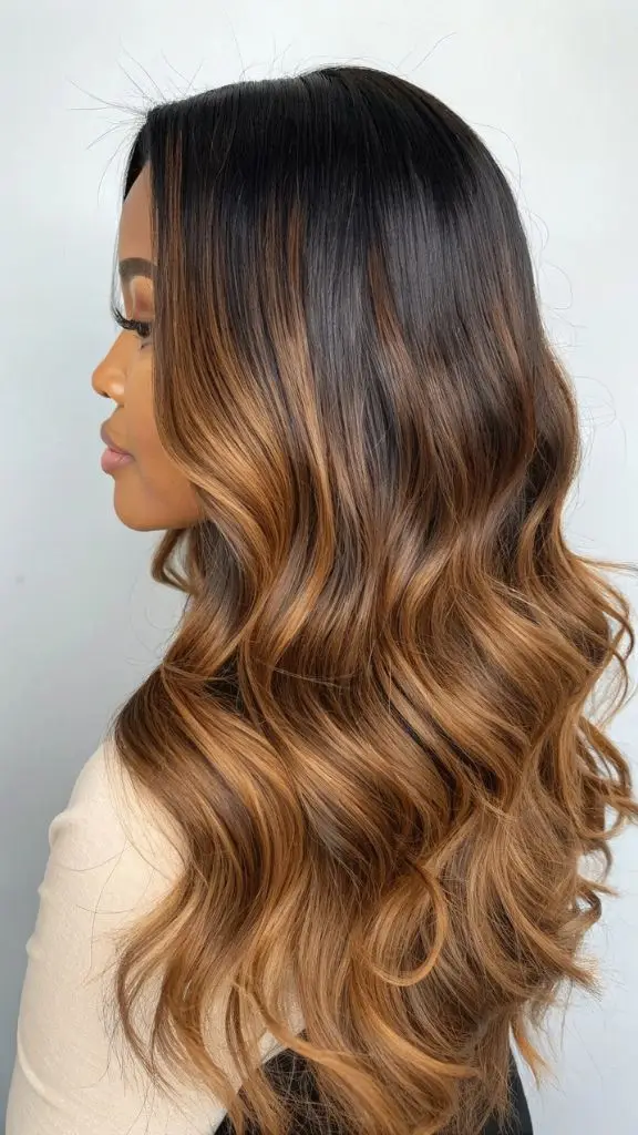 It is image on Caramel Balayage Sew In Hairstyle.