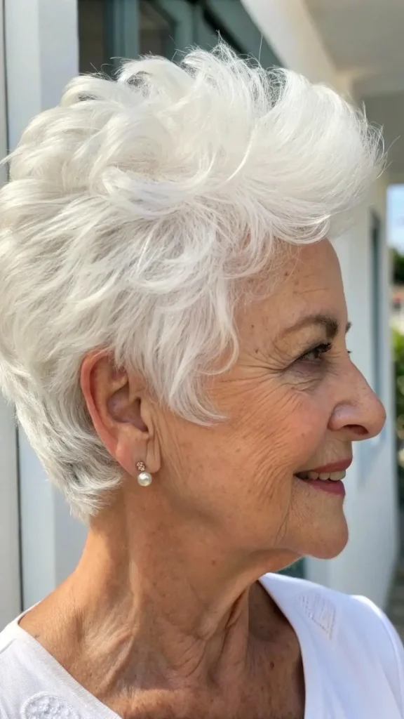 It is image on Voluminous White Pixie Haircut.