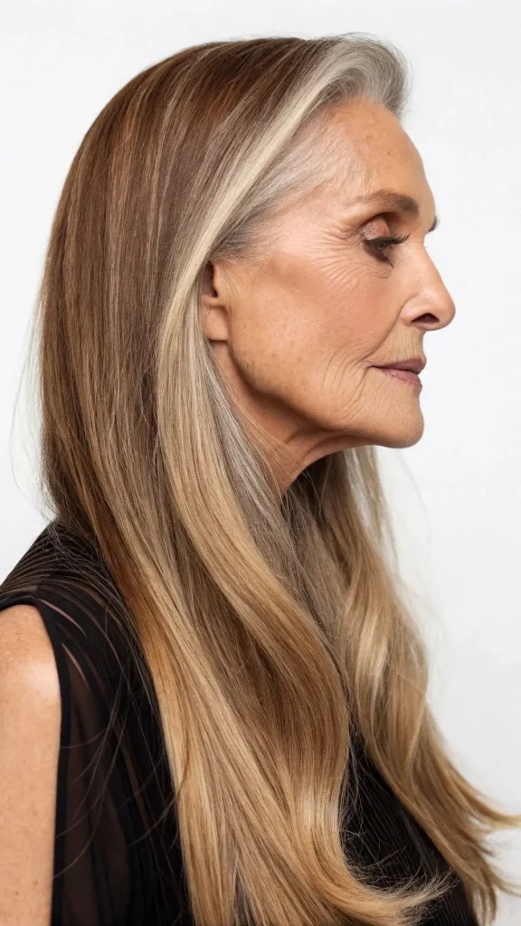 It is image on Sleek Long Layers with Blonde Highlights.