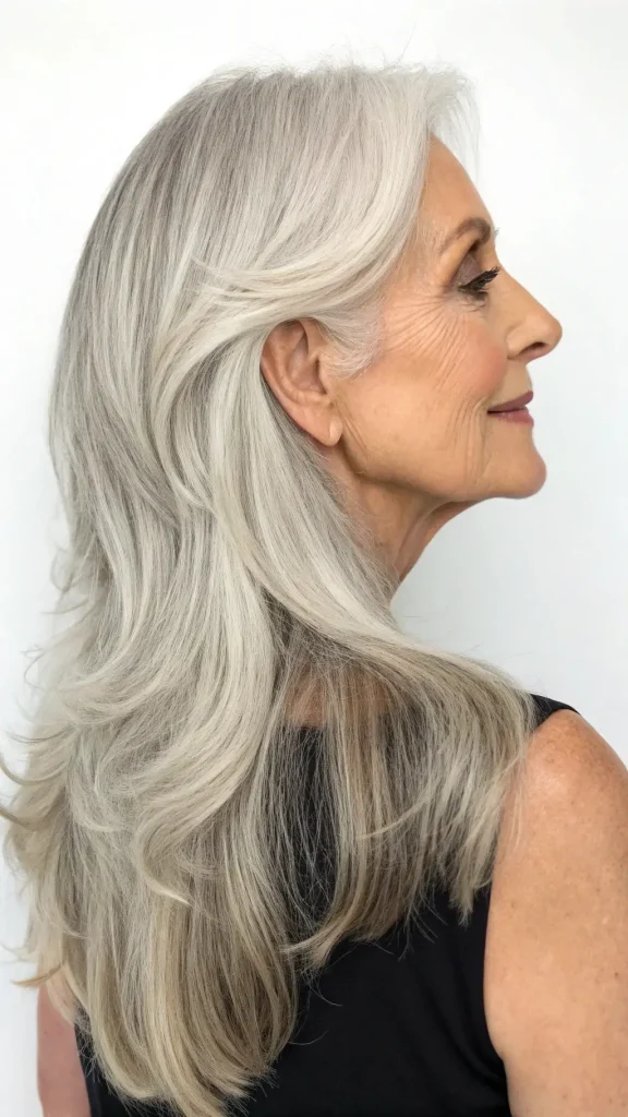 It is image on Haircut for Women Layered Silver Waves with Volume.