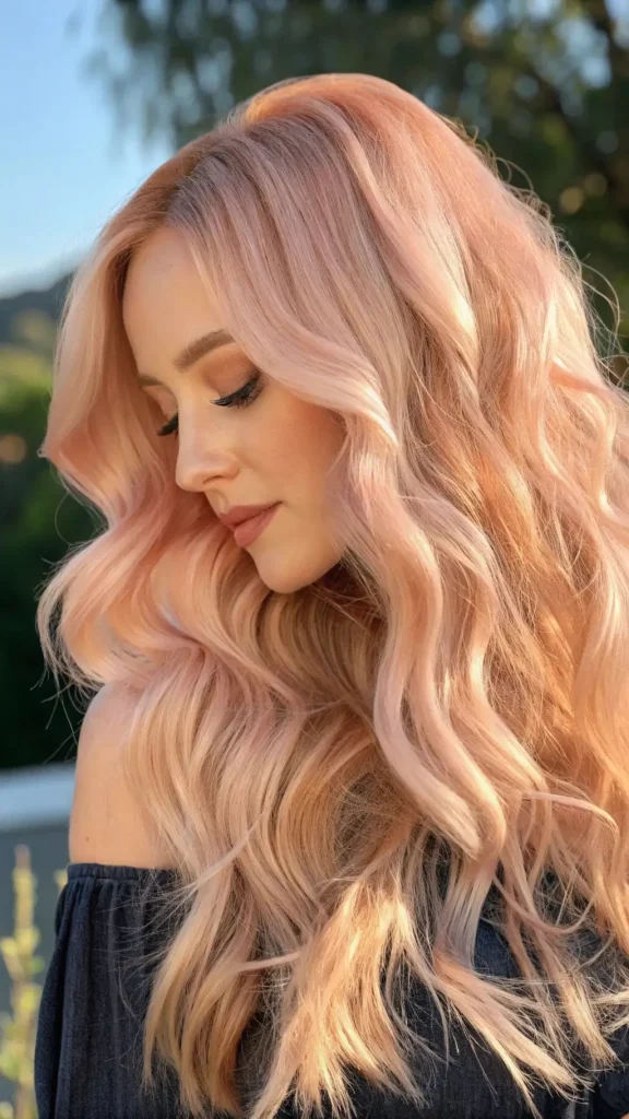 It is image on Rose Gold Wavy Sew In Hairstyle.