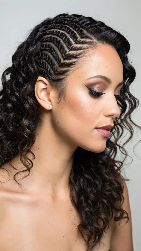 It is image on Sew In Side Cornrow Curly.
