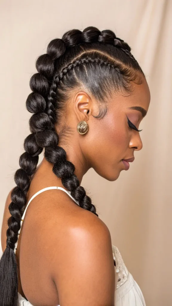 It is image on bubble braid hairstyles black women side braid.