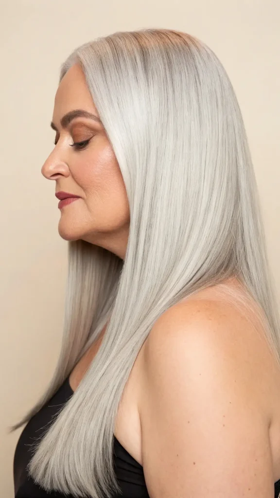 It is image on Sleek Long Silver Bob for Chubby Face.
