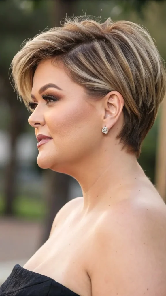It is image on Layered Pixie Cut for Chubby Face with Volume.