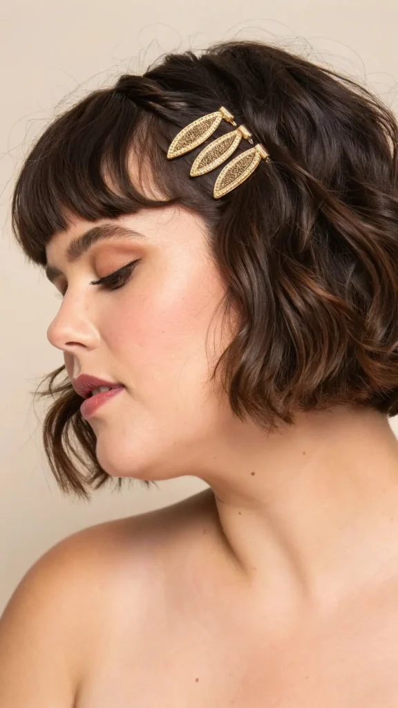 It is image on Wavy Bob for Chubby Face with Blunt Bangs.