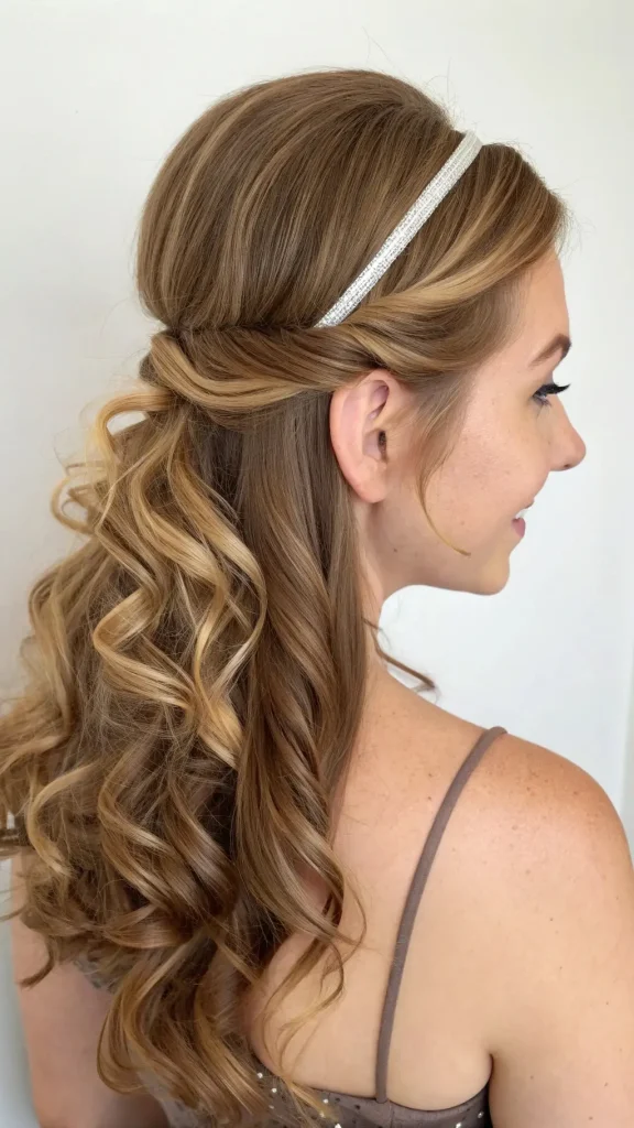 It is image on Rhinestone Headband Half Updo Pin Up Hairstyle.