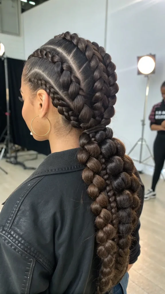 It is image on Triple Bubble Braid with Side Cornrows.