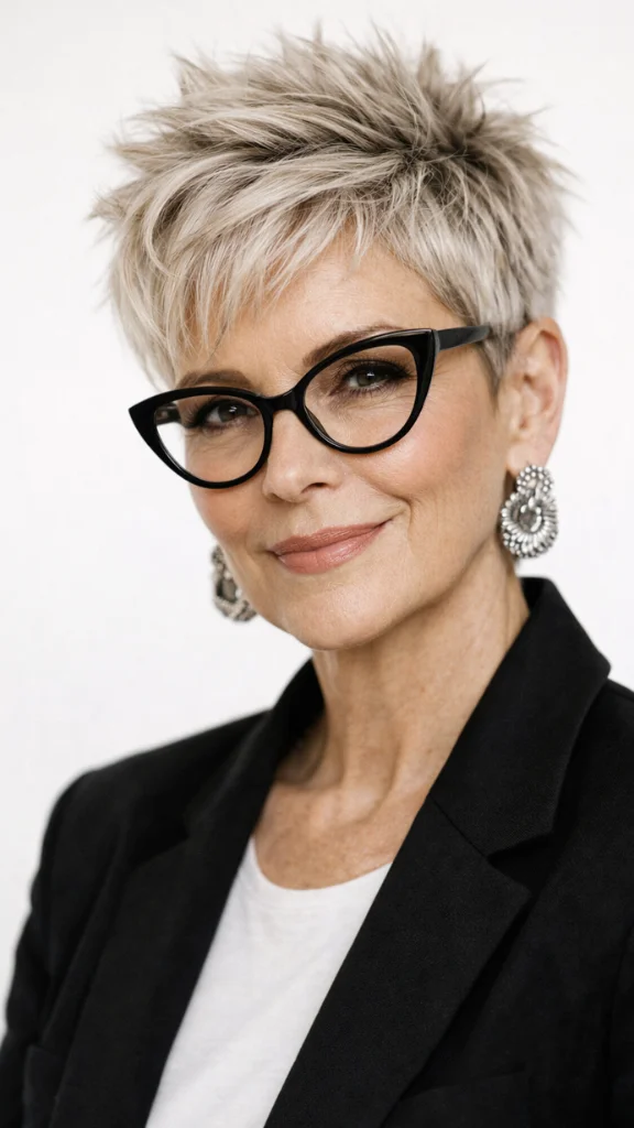 It is image on Textured Platinum Pixie with Statement Glasses.
