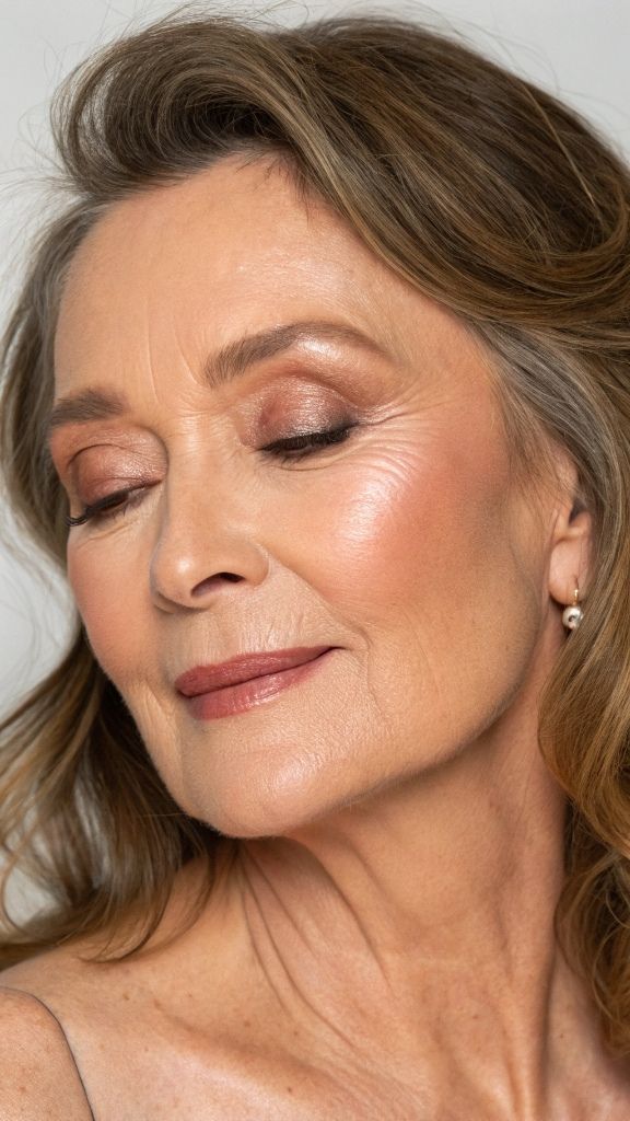 It is image on Mother of the Bride Soft Peach and Bronze Makeup.