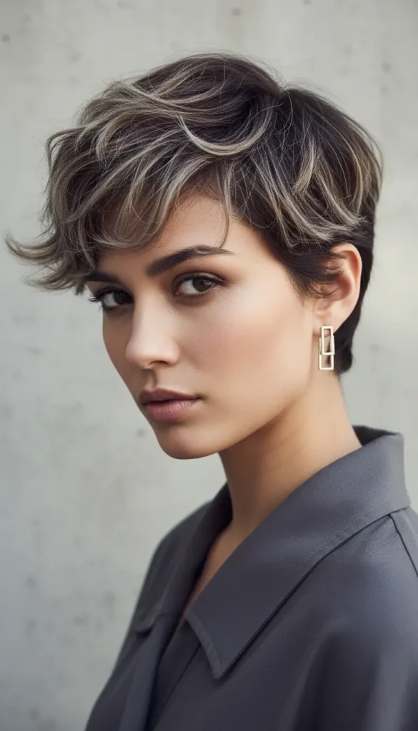 shoulder length flippy haircut feathered ends outward flip modern trendy look.